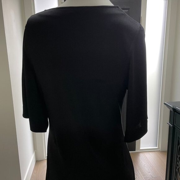 Spanner VNeck Elbow Length Rayon Poly Blend Classic Midi LBDress Black Sz M - Picture 5 of 8